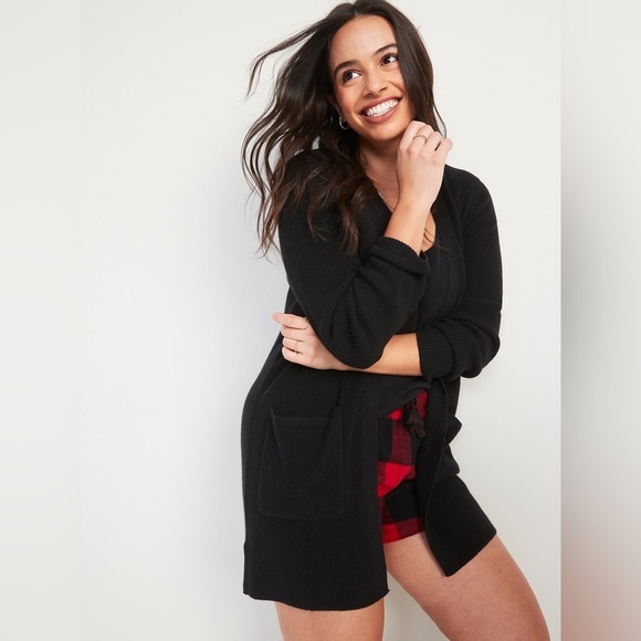 NWT! Chestnut Brown Textured Shaker-Stitch Long-Line Open-Front Sweater - 2X ♠️ - Picture 4 of 9